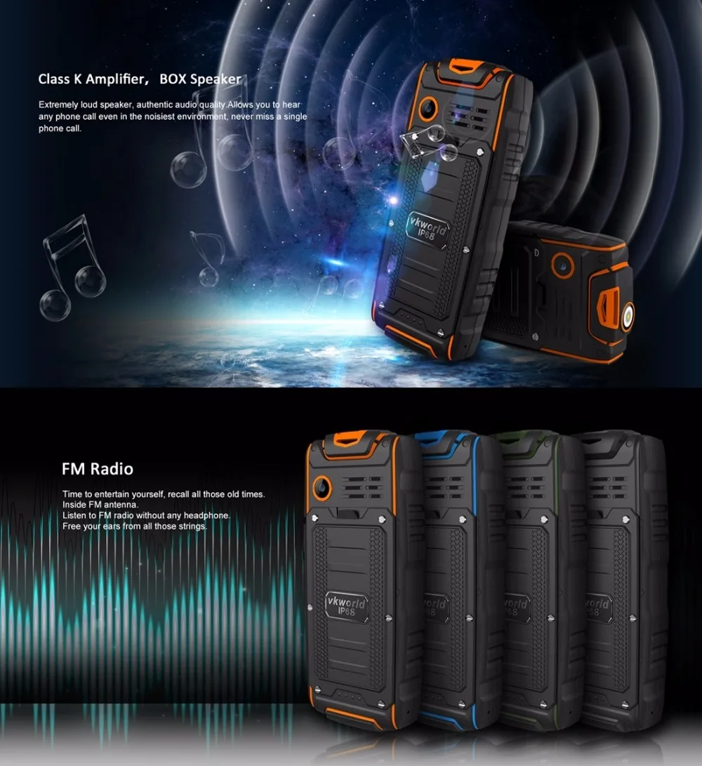 VKWorld Stone New V3 четырехъядерный мобильный телефон SC6531CA ram 64MB rom 2 4 дюймов три сим карты