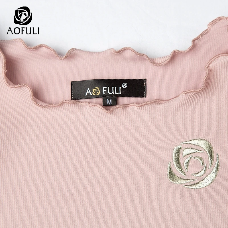 Женский свитер AOFULI S Xxxl с длинным рукавом розовый 6386|tee shirt|top pinkpink tee |