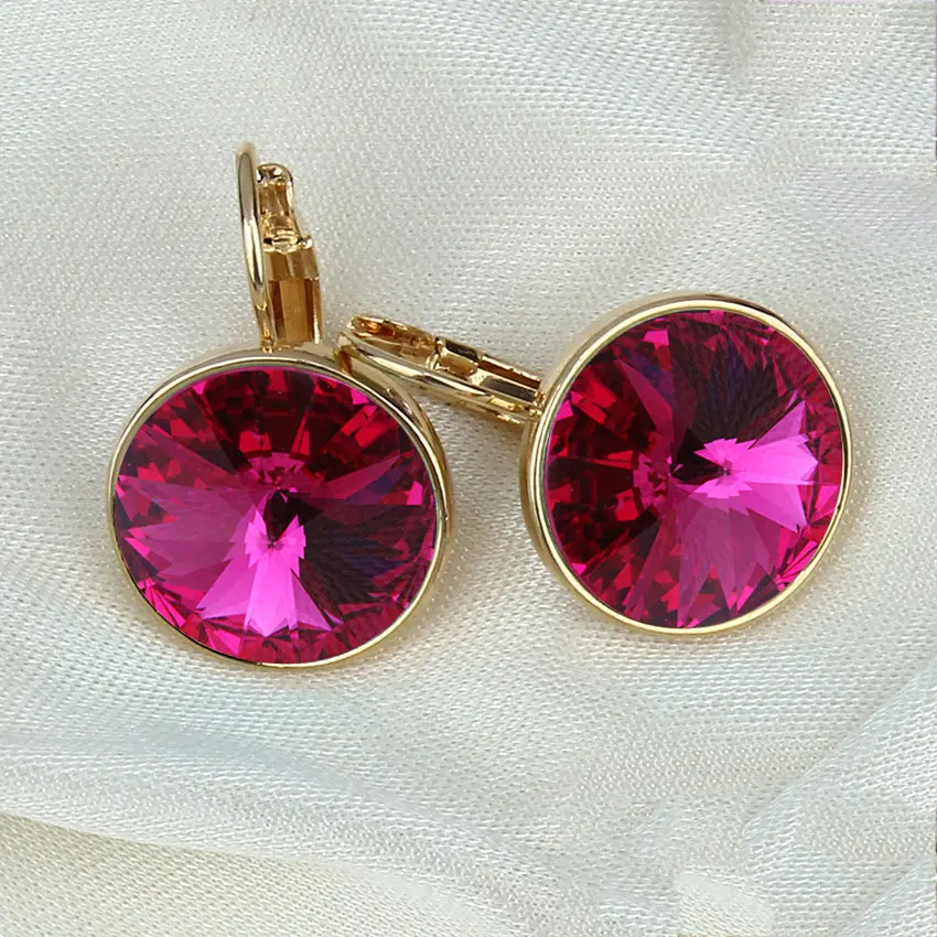 Gold plated Dishana Висячие серьги для женщин, элегантные серьги с камнями, женские модные ювелирные изделия, Круглые Австрийские кристаллы, ювелирные изделия(E0098-1 - Окраска металла: Gold plated