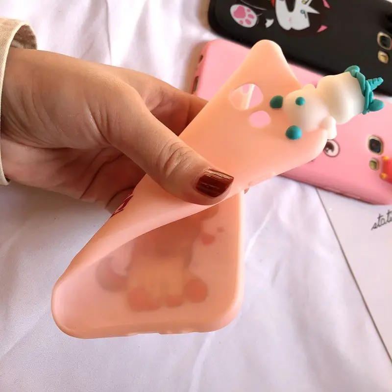 A30 A50 M10 M20 3D чехол для Etui samsung Galaxy A6 A7 A8 A9 2018 Kawaii Медведь Единорог A3 A5 2017
