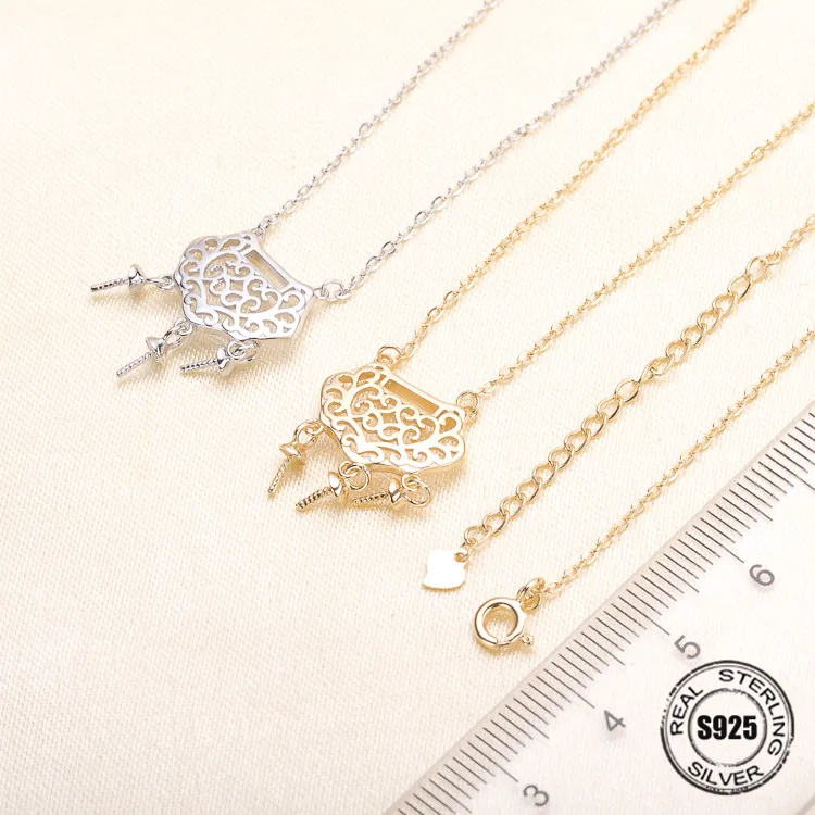 

Necklace Pendant Findings S925 Sterling Silver Necklace Chain Settings Jewelry Parts Fittings Jewelry Making Charm Accessories
