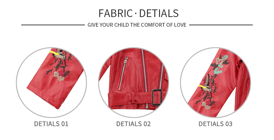

Jacket For Girls 2019 Thin Children's Jacket PU Leather Coat For Girl Turn-down Collar Kid Outerwear Embroidery Girl Clothing
