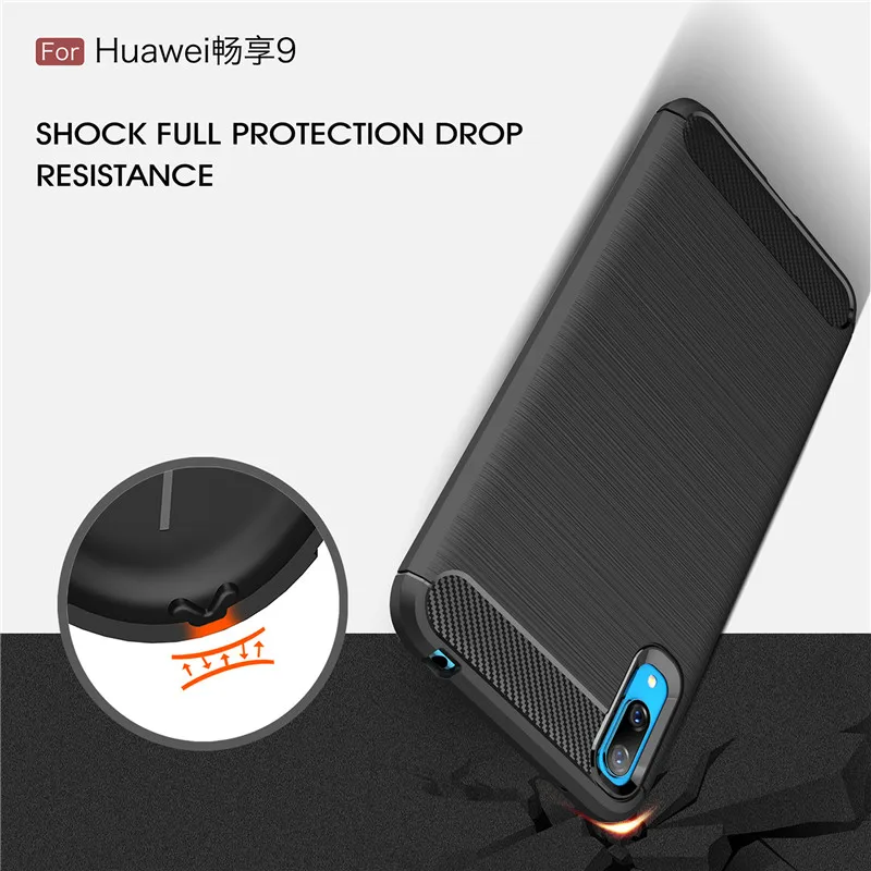 Чехол из углеродного волокна для телефона Huawei Y7 Pro 2019 мягкий чехол ТПУ прочный