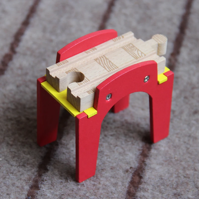 EDWONE-красные Многослойные стопки деревянный трек с часами слот для поезда