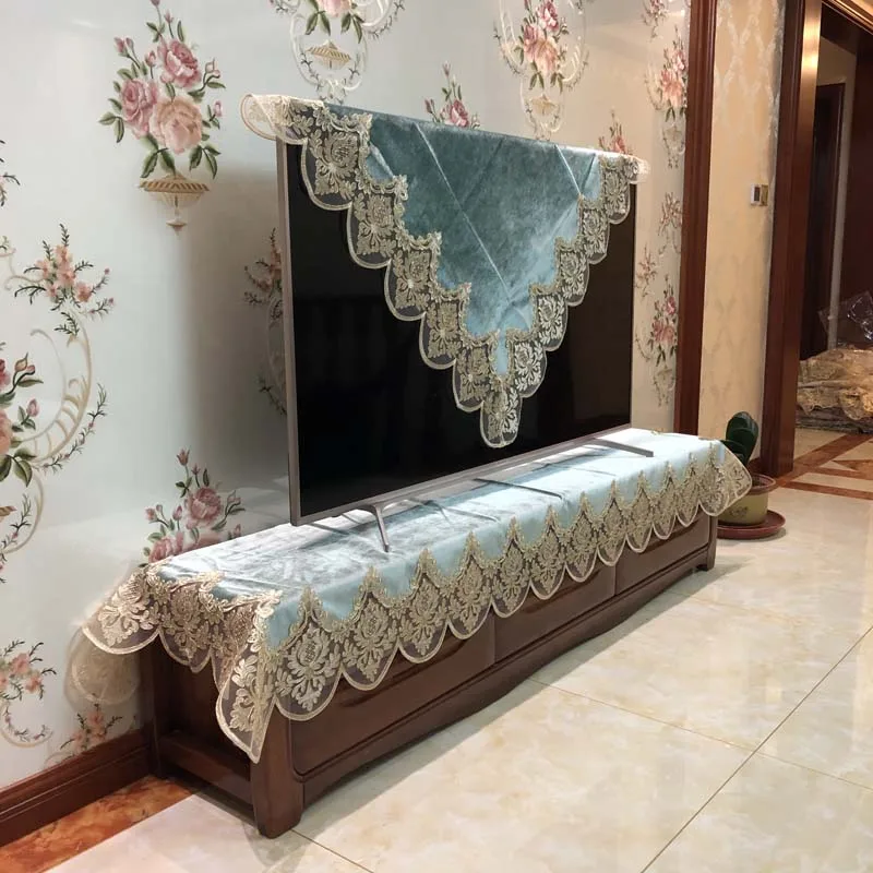 Роскошная кружевная скатерть Proud Rose, Золотое бархатное полотенце для фортепиано, голубое полотенце для дивана с павлином, покрытие для шкафа, тканевая скатерть на заказ