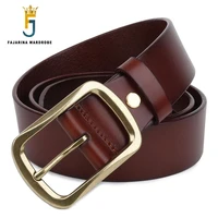 fajarina quality mens luxury fashion pure genuine leather men solid brass clasp buckle belts for men 38mm wide for jeans nw0064