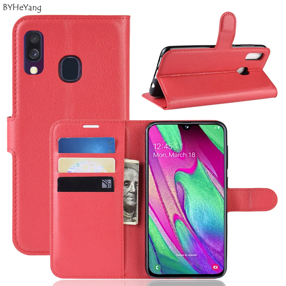 Для Samsung Galaxy A40 кожаный чехол-бумажник с откидной крышкой держатель для карт чехол