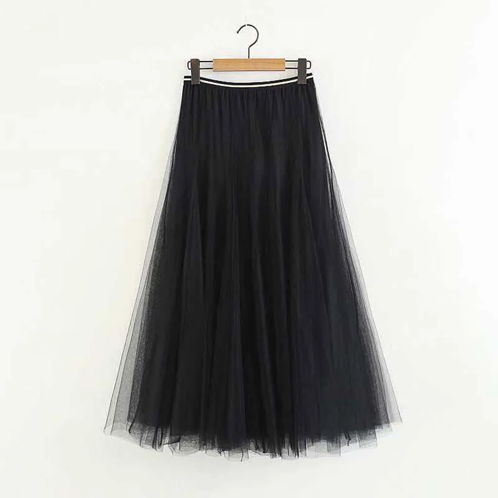 Женская плиссированная длинная юбка пачка из тюля с высокой талией faldas mujer moda