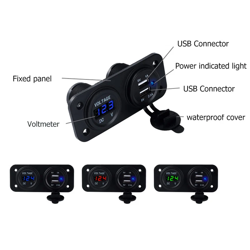 Двойной USB зарядное устройство адаптер + DC Вольтметр цифровой дисплей монитор
