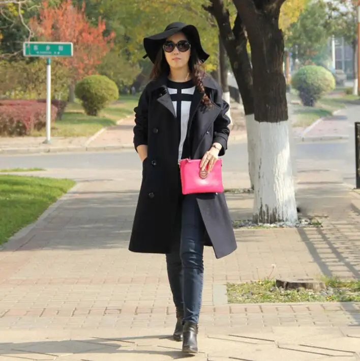 

Double-breasted long wool coat women overcoat casaco feminino abrigos mujer invierno jaqueta feminina manteau femme spring black
