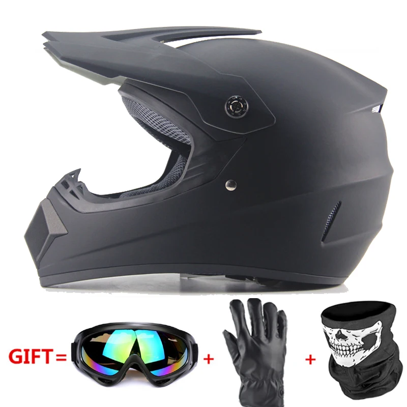 225-Matte Black Полнолицевой мотоциклетный шлем Casco Moto внедорожный шлем ATV Dirt Bike горные MTB DH Capacete Moto очки шлем для мотокросса - Цвет: 225-Matte Black