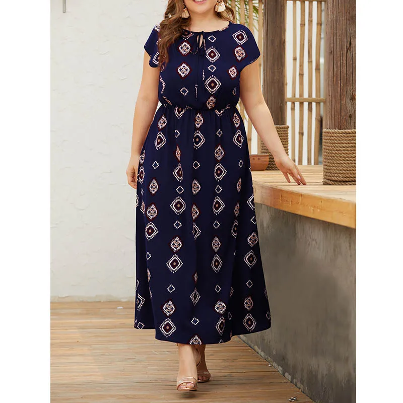 Летнее платье для женщин, большие размеры, обхват груди 130 см, 5XL 6XL, 7XL, 8XL, платье для женщин, синий, красный цвета