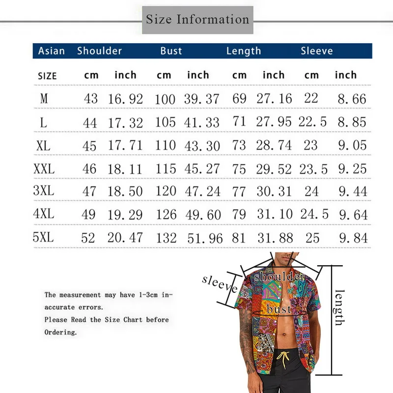 MJARTORIA Men's Retro Beach Shirt Fashion Floral Print Short Sleeve Casual Button Down Ethnic Style Shirt