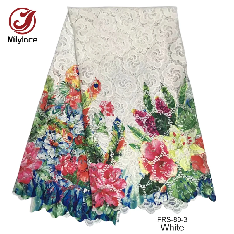 Latest african guipure lace fabric beautiful flower pattern printed nigerian embroidery water soluble FRS-89 | Дом и сад