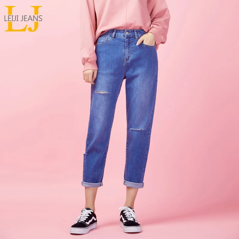Женские джинсы-капельки LEIJIJEANS свободные брюки с высокой талией и эластичной