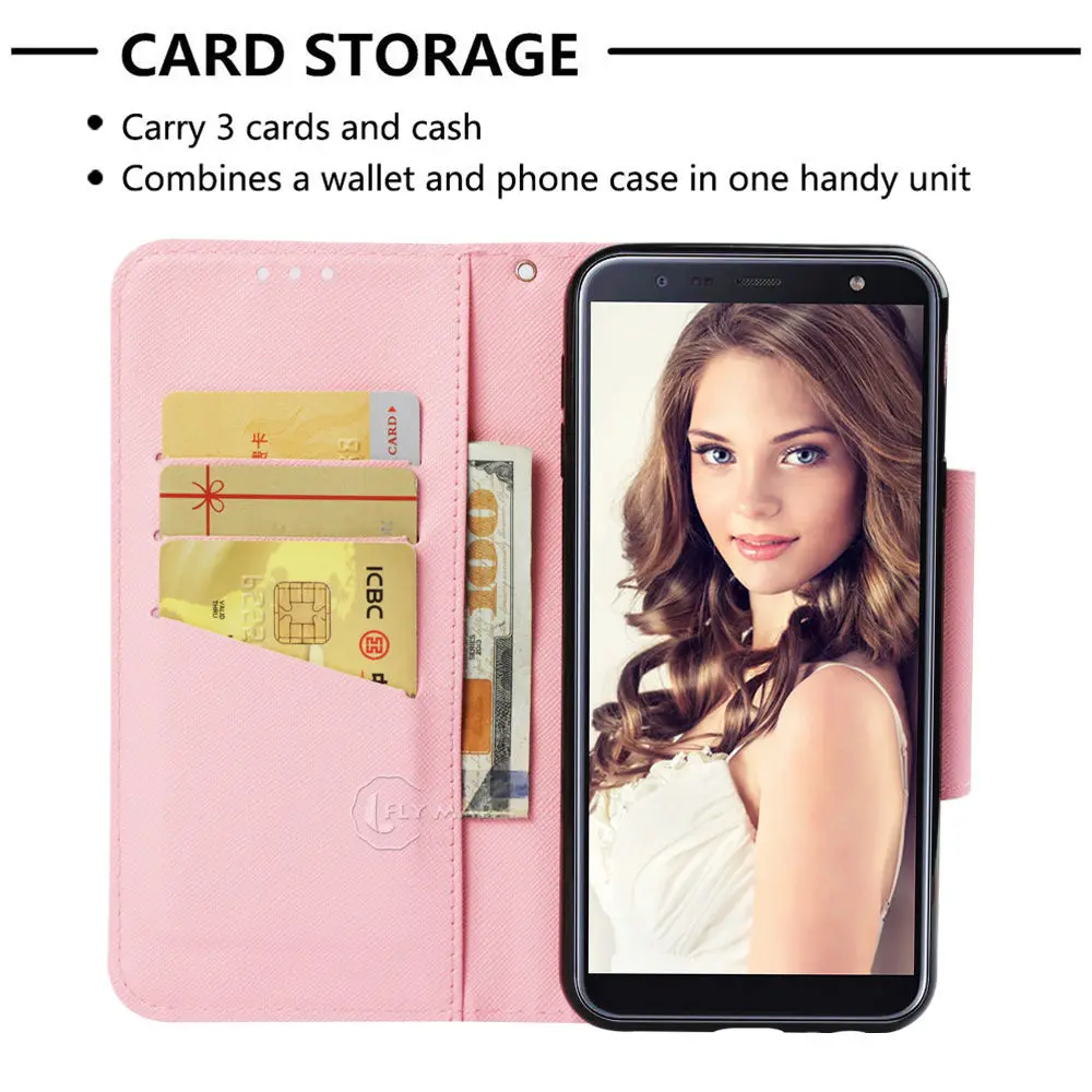 Большой чехол кошелек для Samsung Galaxy J4 Plus 4J + SM J415F J415FN/DS кожаный телефона