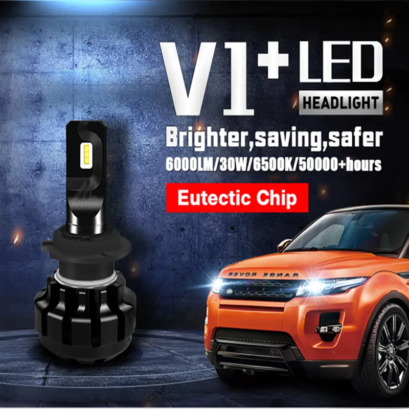 2 шт. H4 мини светодиодные лампы фары XHP50 чип V1 + Turbo LED H1 H3 H11 H10 HB3/9005 HB4/9006 60 Вт 6000LM 12 В