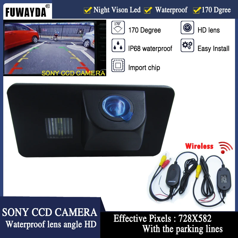 Автомобильная камера заднего вида FUWAYDA беспроводная HD CCD для парковки с поворотом