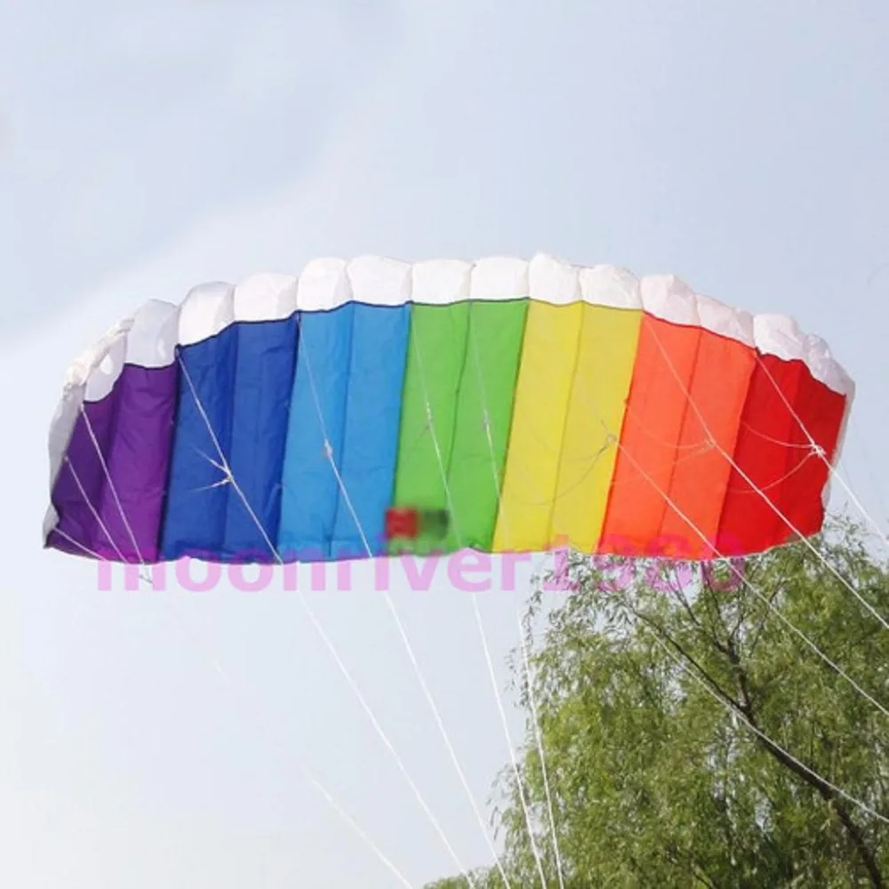 

Beginner Sport Power Dual Line Stunt Parafoil Parachute Rainbow Beach Kite 03KD