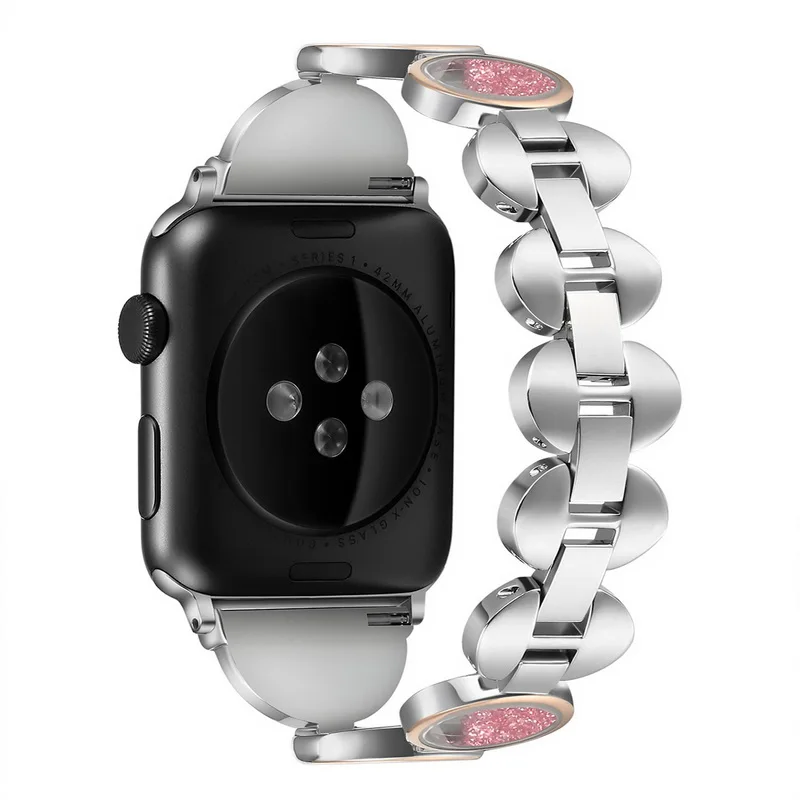 Difeini флэш алмаз золото для apple watch группа 38 мм 42 из нержавеющей стали потока