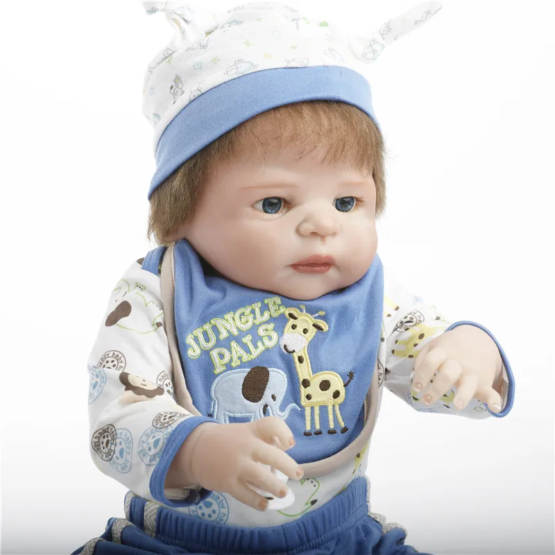 SanyDoll 22 дюйма 55 см силиконовые куклы для новорожденных синий костюм прекрасный