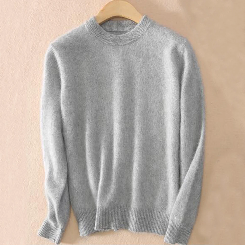 Женский винтажный свитер кашемир с норкой вязаный Повседневный пуловер круглым