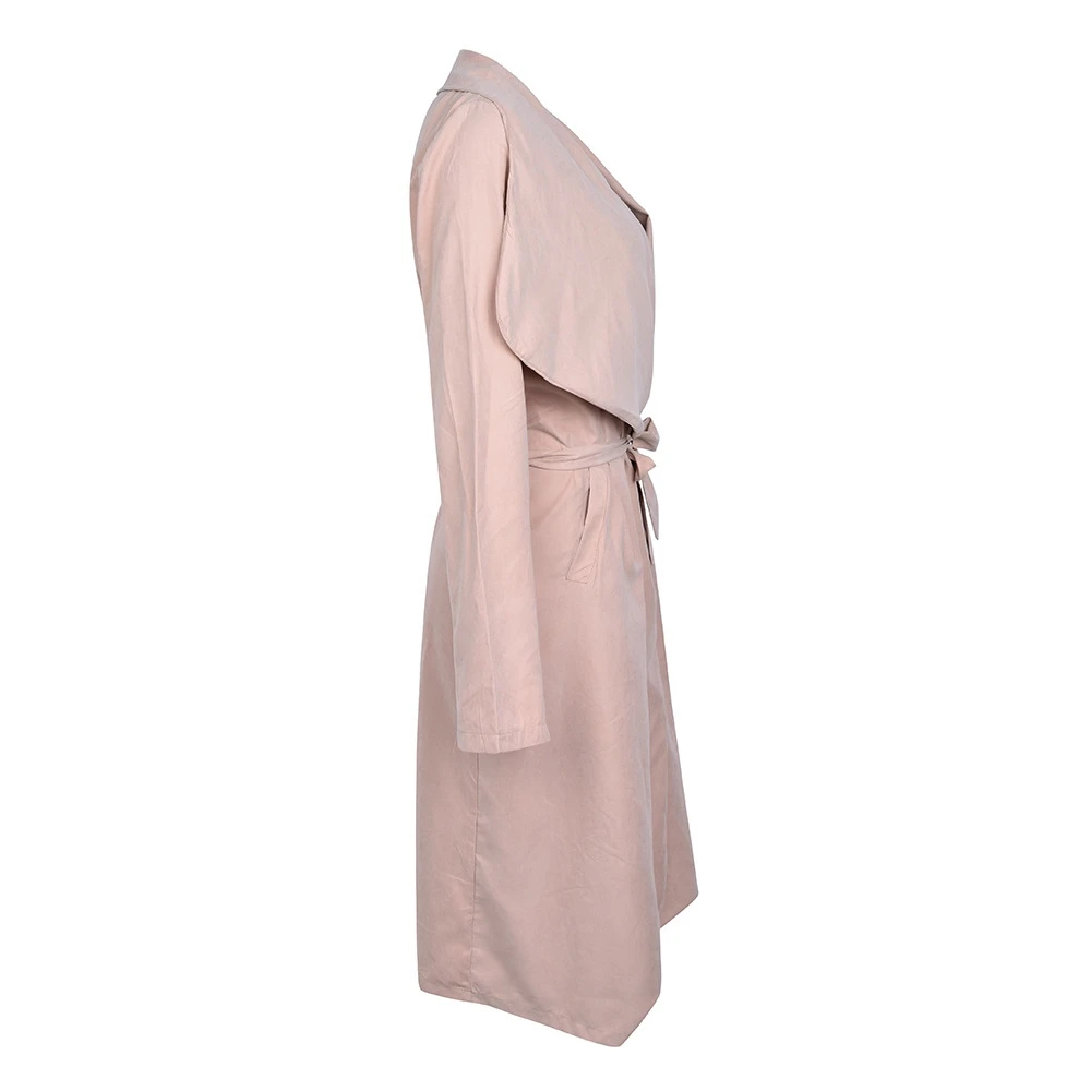 Длинный плащ Асимметричный длинный рукав Тренч Верхняя одежда Офисная Леди