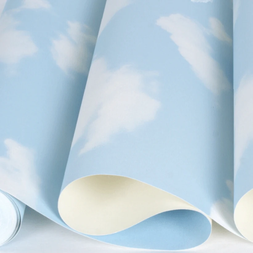 Мультфильм стены Бумага для малыша номер голубое небо белые облака детская
