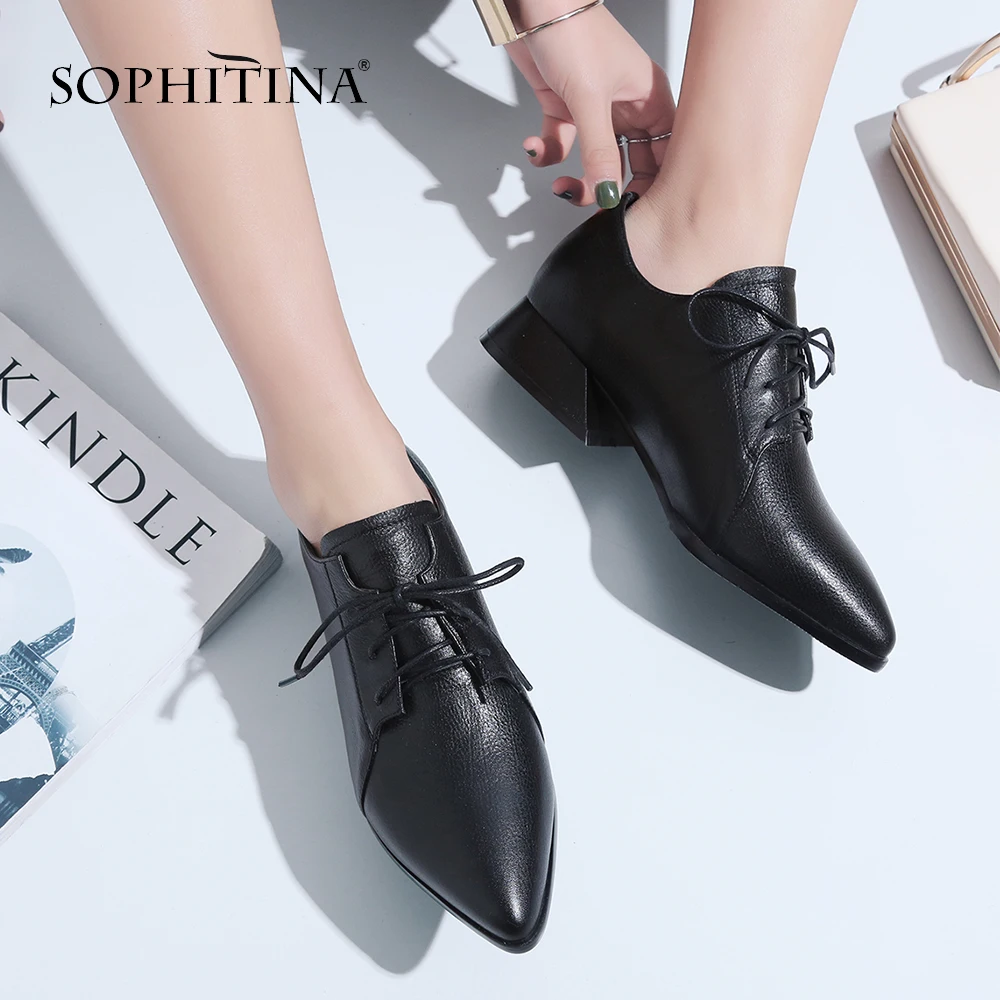 SOPHITINA/осенние классические женские туфли лодочки модные с острым носком из