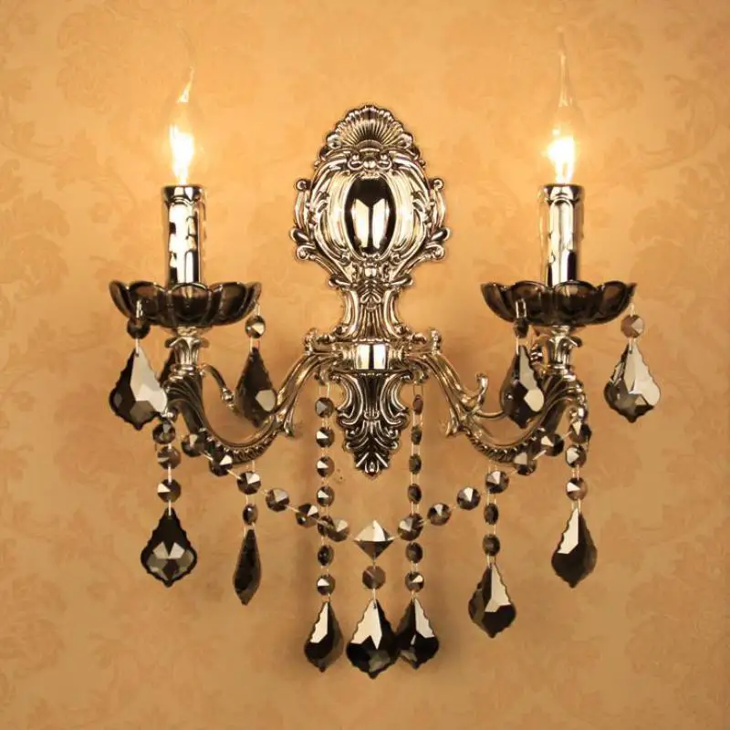 Бар черный серебряный Настенные светильники Винтажный Дым 2 руки настенный