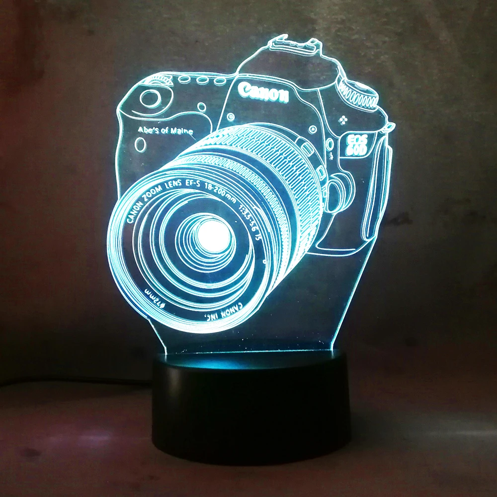 Роскошная крутая 3D камера USB светодиодная лампа украшение для дома сна 7 цветов