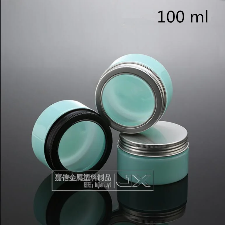 Free Shipping 100 150 200 Ml Empty Blue Plastic Bottles Transparent Window Lid Cream Candy Containers Small My Jar Sauce