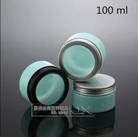 free shipping 100 150 200 ml empty blue plastic bottles transparent window lid cream candy containers small my jar sauce