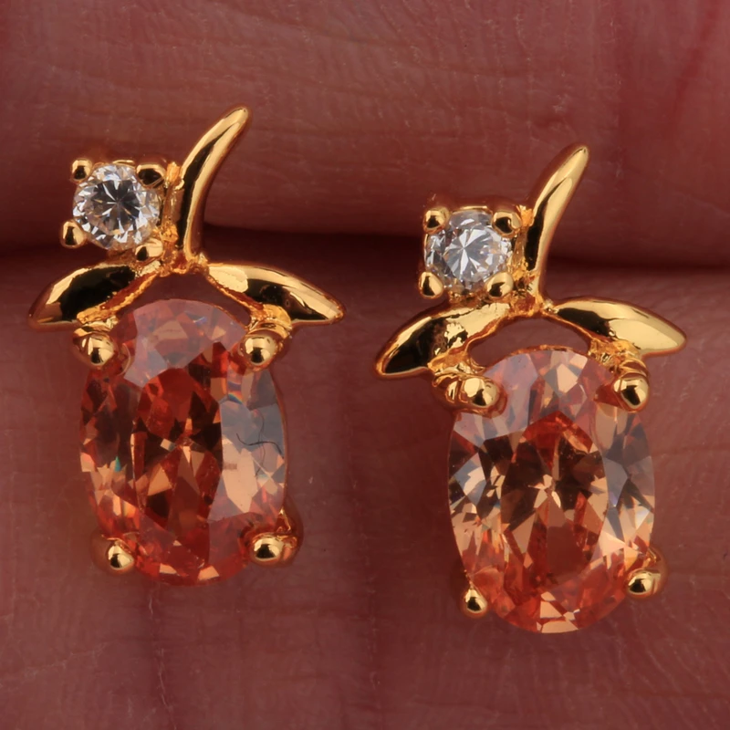 

Orange Champagne Gems Zircon Gold Filled Studs Earring S1924