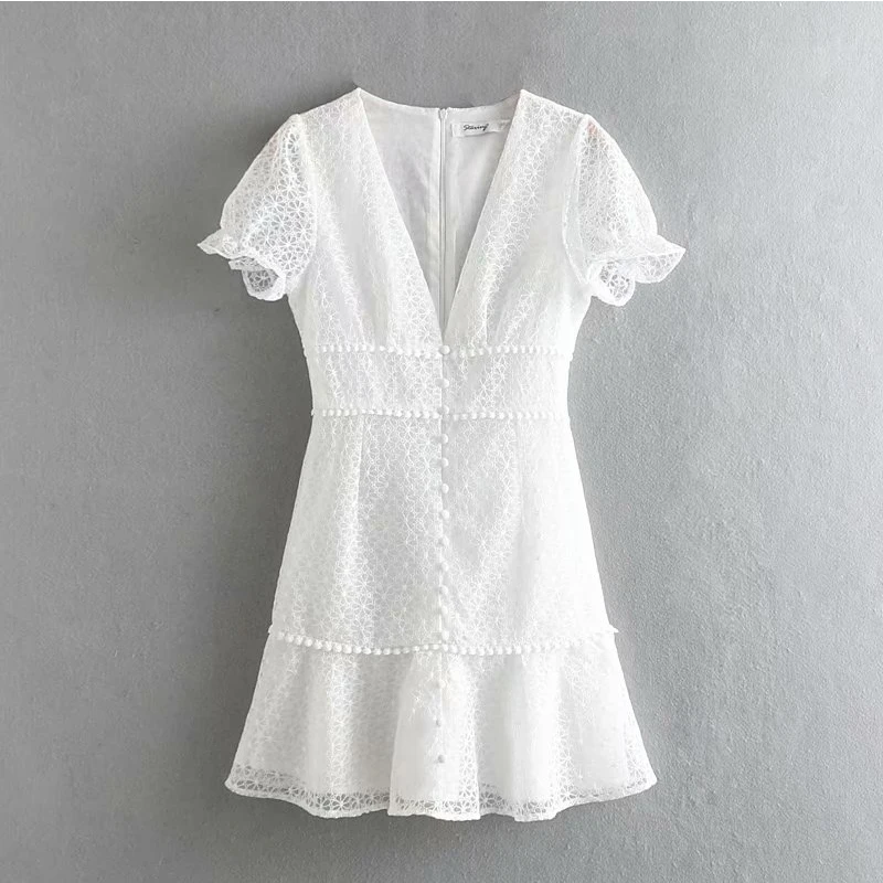 Женское платье Лето 2019 хлопок вышитые однобортный с короткими рукавами MS летом