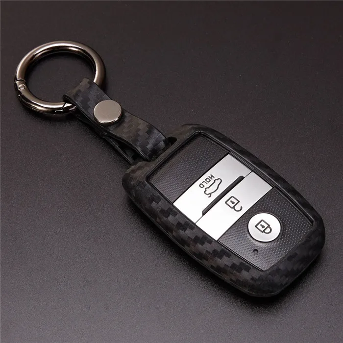 with holder OK Для Kia Rio Sportage Ceed Sorento Cerato K2 K3 K4 K5 K3S KX3 R Оптима углеродного волокна узор ключа автомобиля чехол - Название цвета: with holder OK