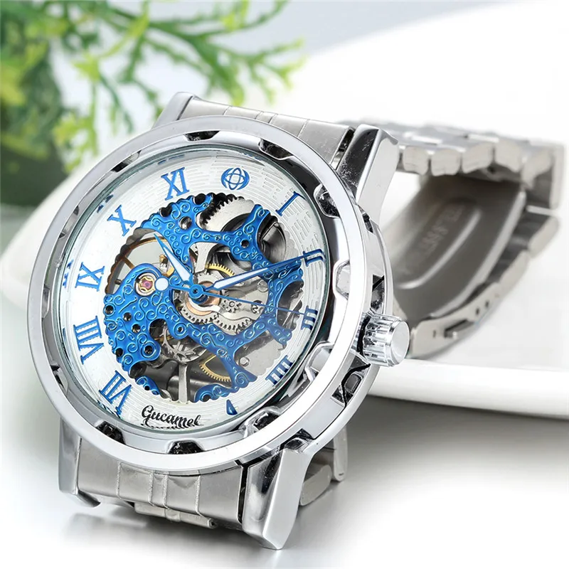 Часы наручные Lancardo Мужские механические брендовые Роскошные деловые синие