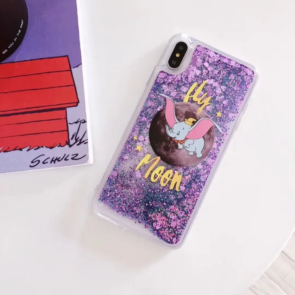 Ourpho жидкий зыбучий песок мягкий чехол из ТПУ для iphone X XR XS MAX милый слон с крыльями