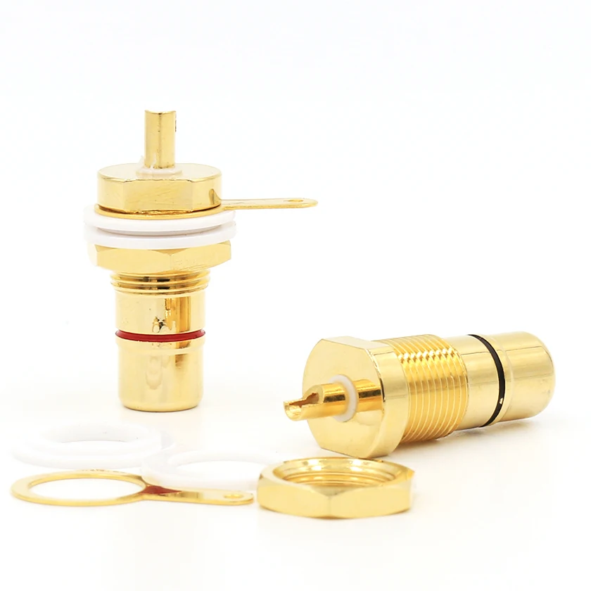 8pcs RCA Female Connector Gold Plated Socket Solder Panel Mount Chassis Speaker Plug Amplifier Terminal | Электроника