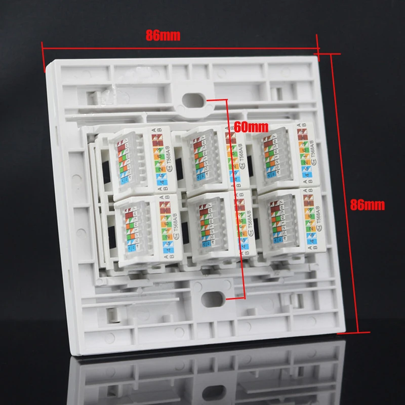 6 портов 86 мм cat6 Keystone настенная панель лицевая Rj45 jack модульная Лицевая розетка