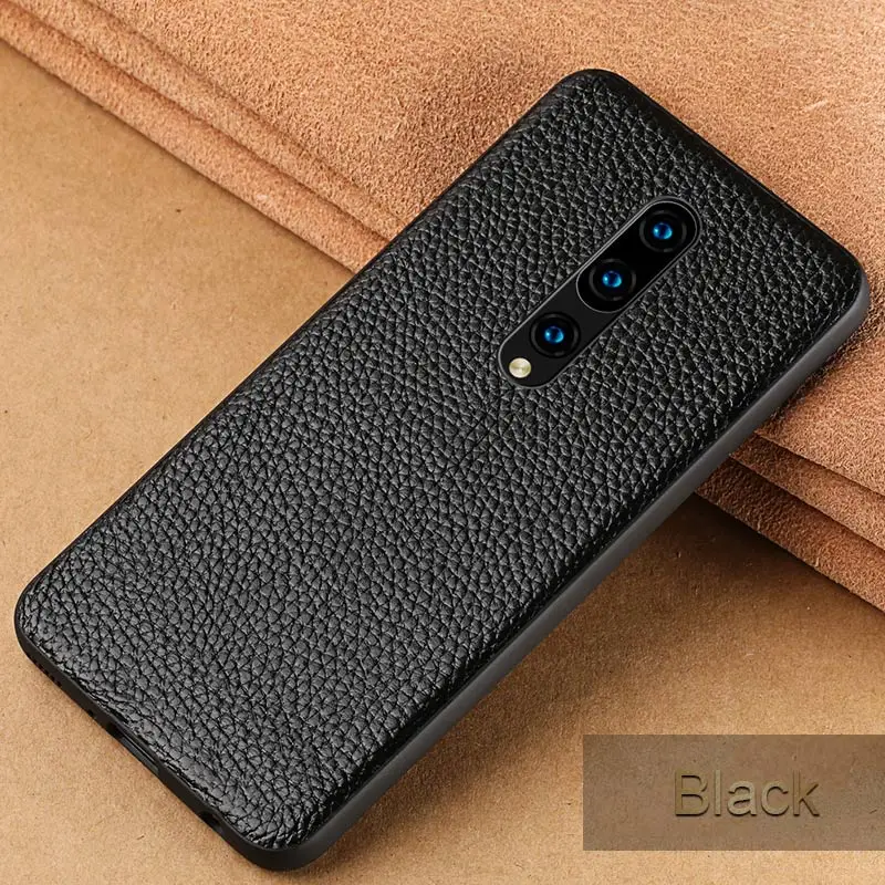 Черный Противоударный кожаный чехол для Oneplus 7 7T 7 TPro, полный защитный чехол для One plus 6T 5 5 T, чехол для телефона из натуральной кожи - Цвет: Черный