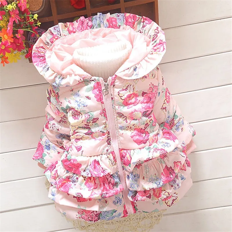 BibiCola Autumn Winter New Cotton Baby Girls Cardigan Coat Girl Floral Hoodies Jacket Coats Toddler Thick Warm Clothing | Детская одежда