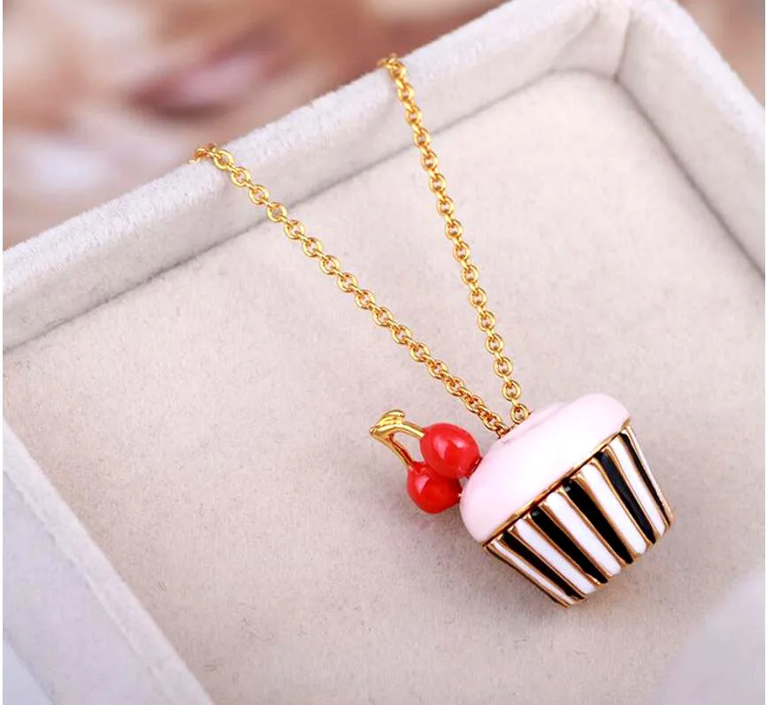 CSXjd роскошное модное высококачественное ожерелье с розовым тортом и вишней из