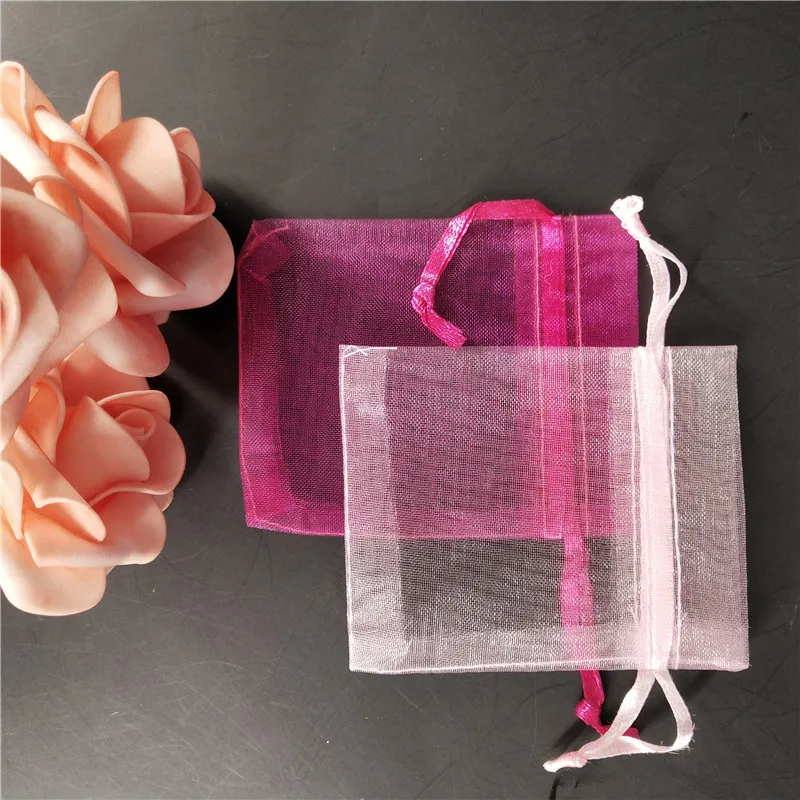 100 шт./лот сумки для ювелирных изделий упаковка из органзы 7x9 9x12 10x15 13x18 см