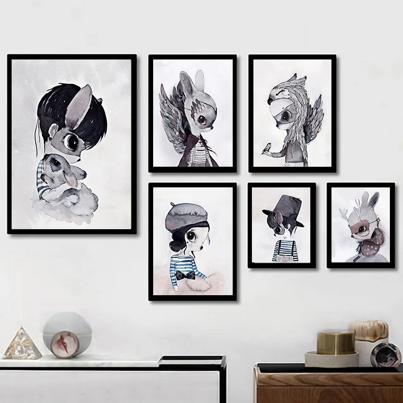 

Cartoon Cute Minimalism Style Canvas Painting Poster Prints Home Decor Painting Space Wall Art For Children Baby Room Unframed