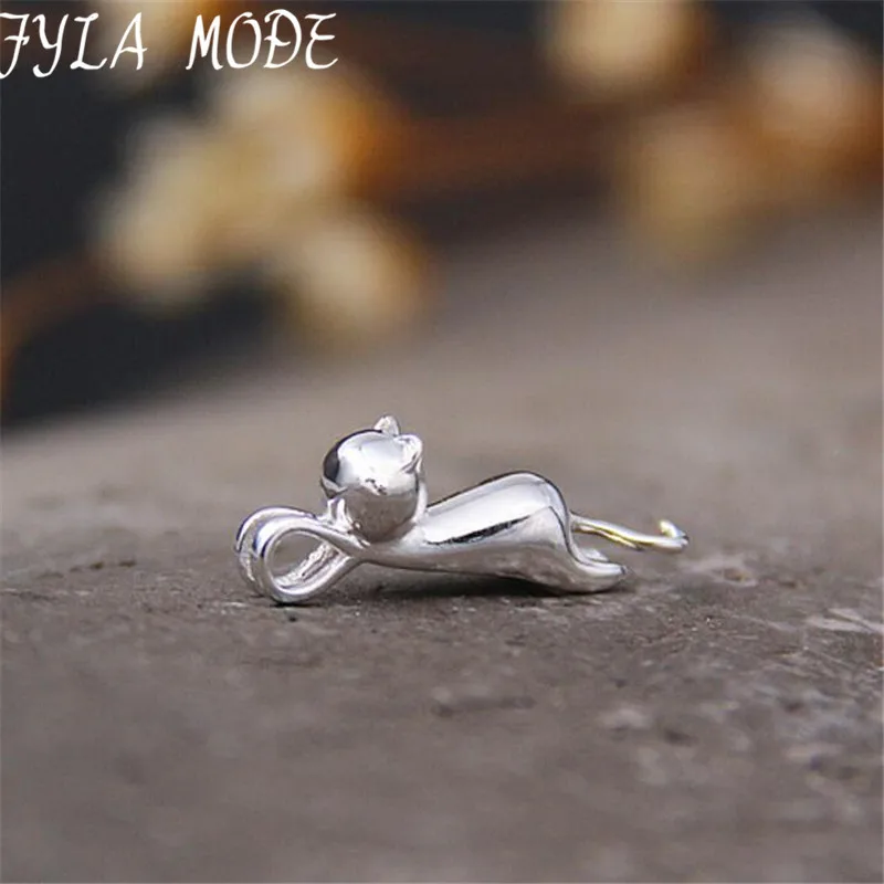 Cute Cat Necklace &amp Pendant For Women Gift 100% Sterling Silver Wholesale Trendy Animal Pet Charm Jewelry Hot Uninclude Chain | Украшения