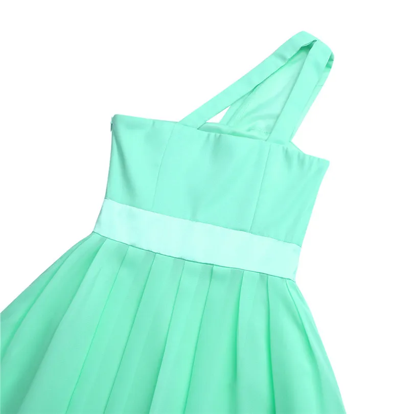 Новое летнее платье из шифона для девочек на одно плечо принцессы элегантное