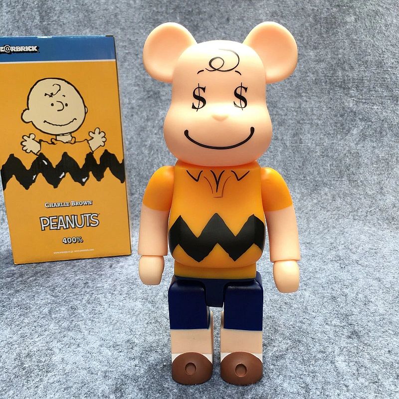 Новое поступление 400% Bearbrick арахис чарли браун быть @ RBRICK ПВХ фигурку в коробке|action