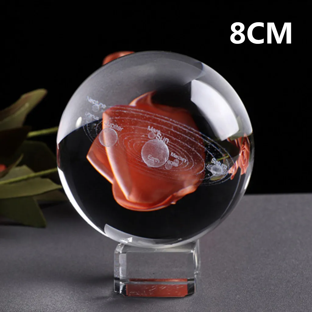 B 3D Солнечный Системы хрустальный шар с гравировкой на солнечных батареях Системы Миниатюрная модель планет стеклянный медальон декор из воздушных шаров Аксессуары bola de ручек на выбор - Цвет: B