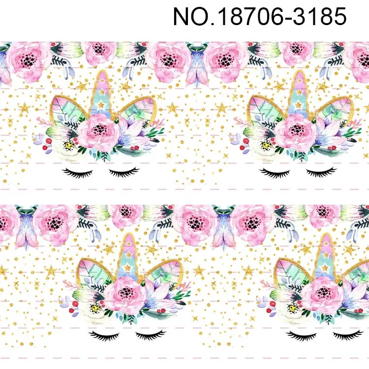 10 ярдов разные размеры лента в рубчик с мультяшным рисунком единорога принтом